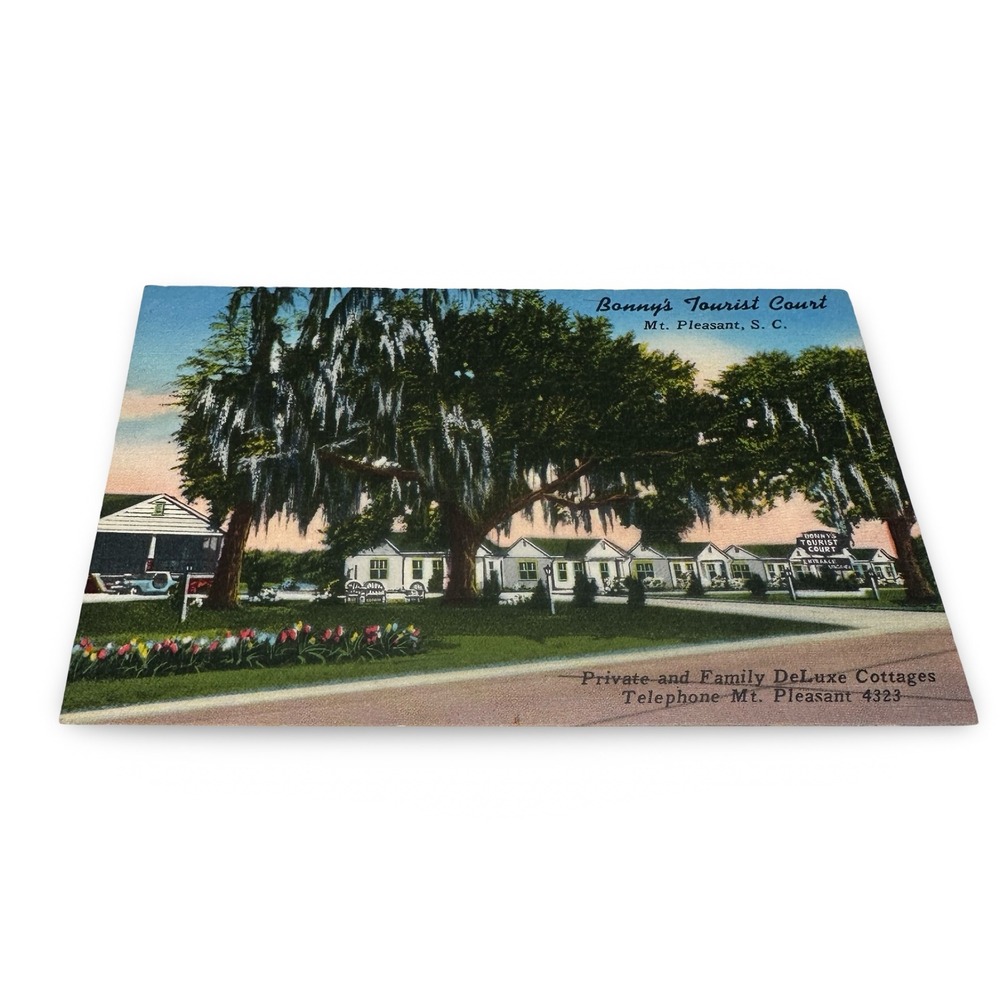 Vintage‎ Bonny's Tourist Court Mt Pleasant SC Linen Postcard Unused New 1950s